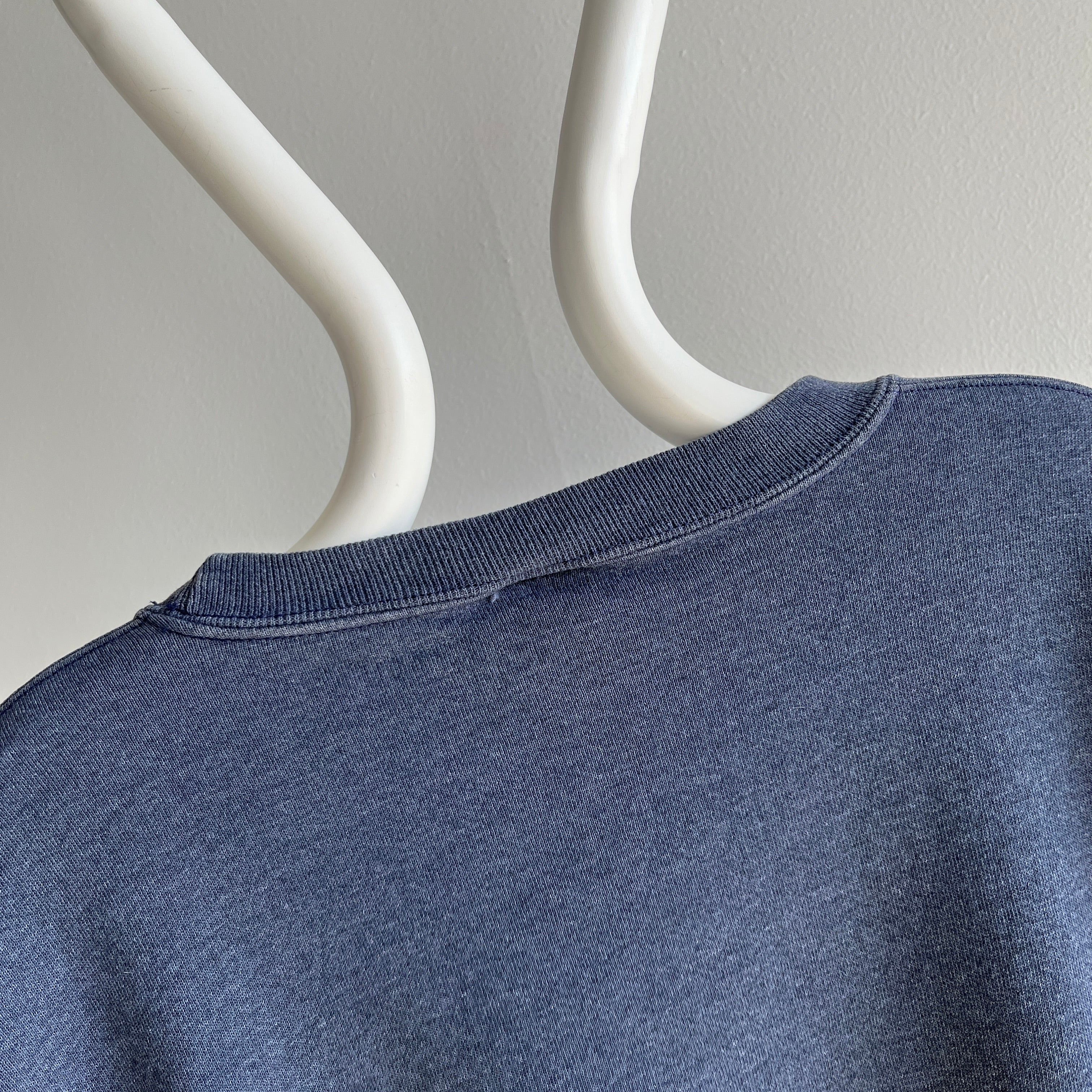 1990s Slate Blue Single V Larger Sweatshirt by Russell Brand