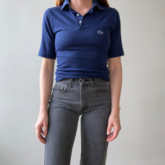 1980s Blank Navy Blue Lacoste Polo Style Shirt