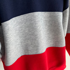 1990s Red, Gray and Blue Medium Weight Color Block Sweatshirt - !!!