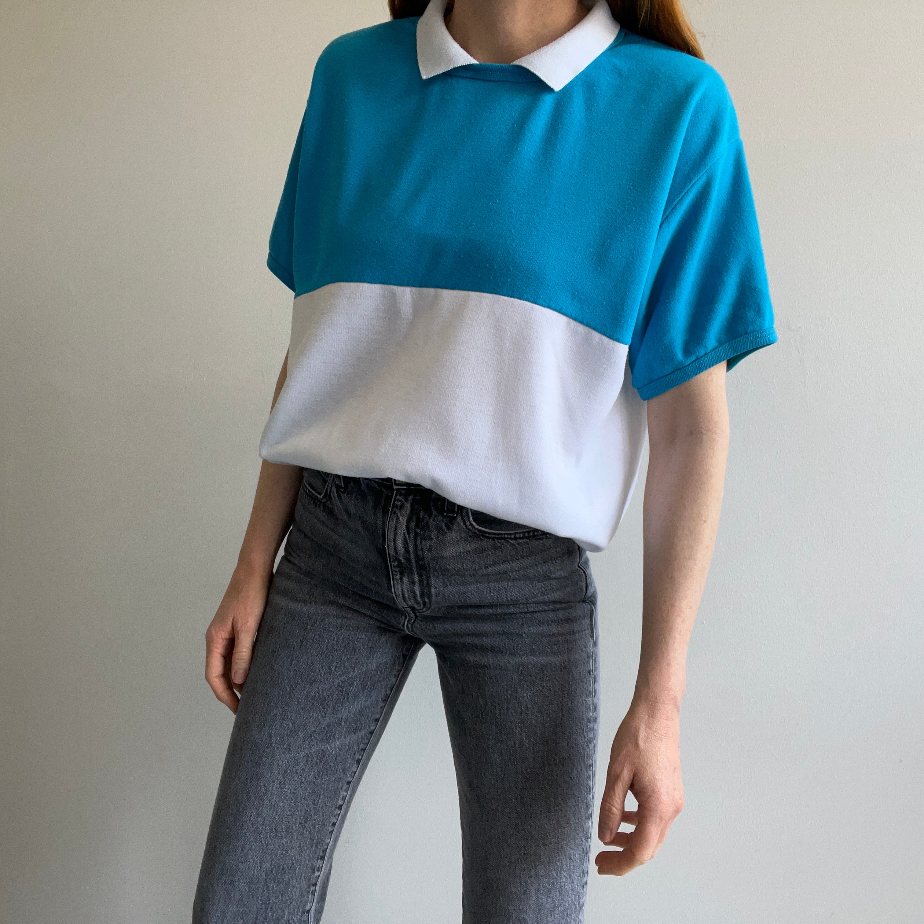 1980s Color Block Warm Up Polo - !!!