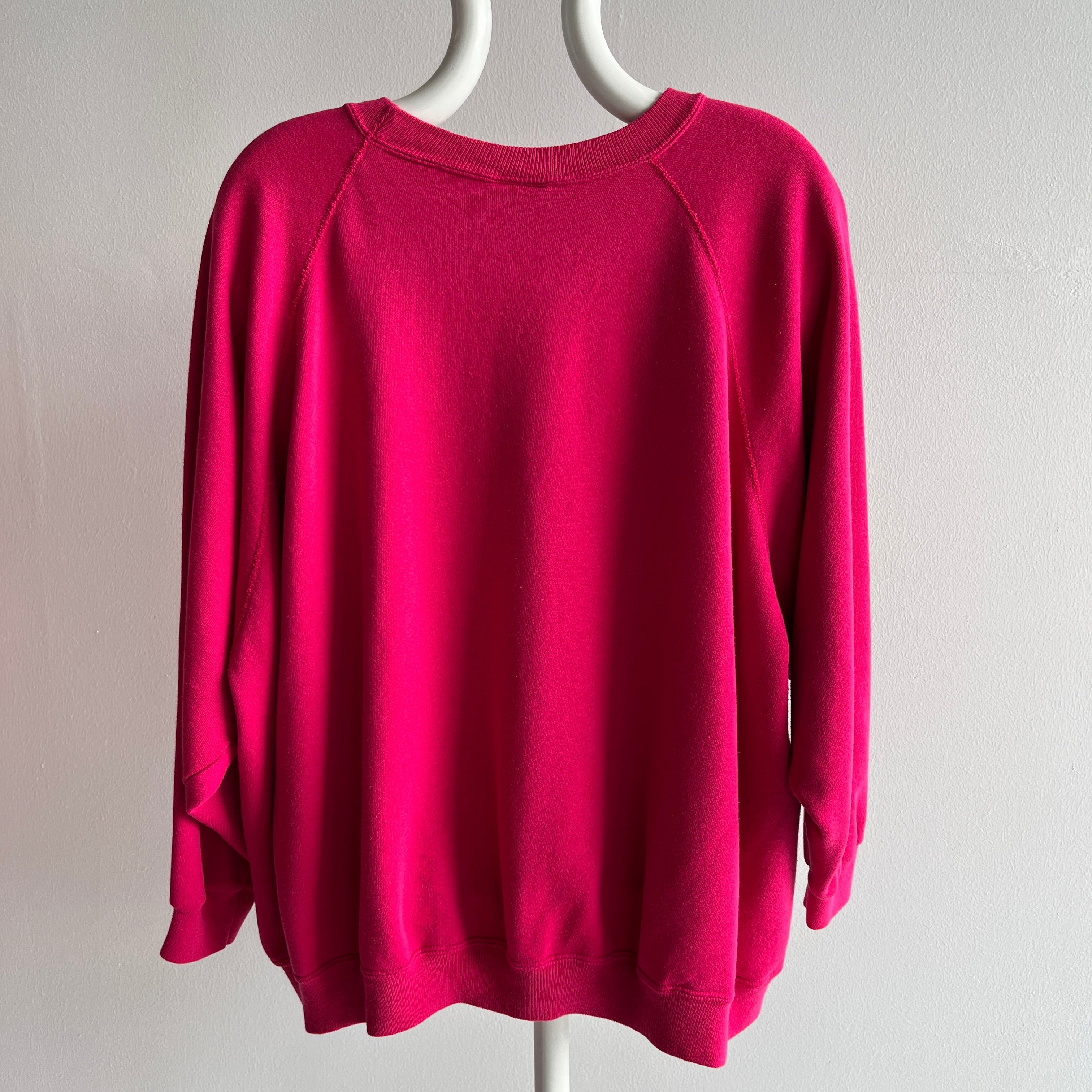 1980s Fuschia Pink Relaxed Fit Raglan