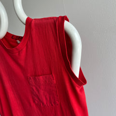 1980s Faded, Worn, Stained Red Muscle Tank by FOTL