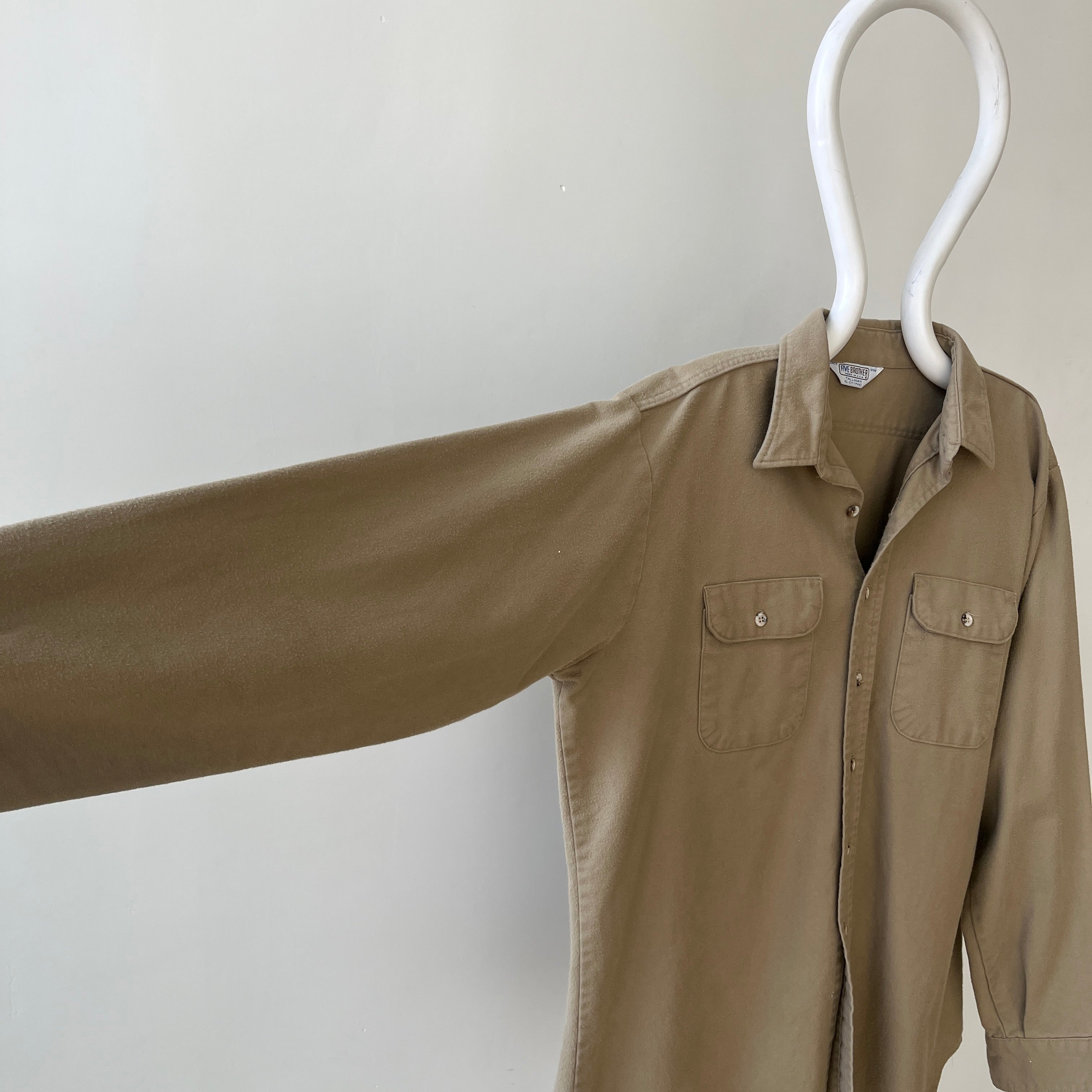 1980s Tan Flannel Button Up - Five Brothers