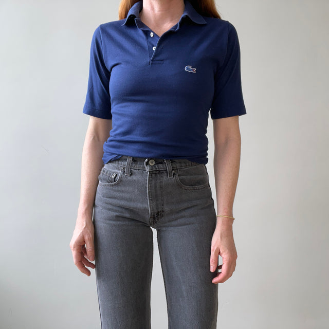 1980s Blank Navy Blue Lacoste Polo Style Shirt
