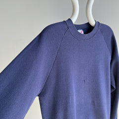 1980s Jerzees Blank Navy Raglan with Wear Holes