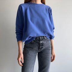 1980s Blank Cornflower Blue Tattered HHW Sweatshirt