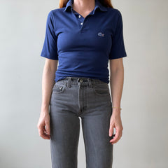 1980s Blank Navy Blue Lacoste Polo Style Shirt