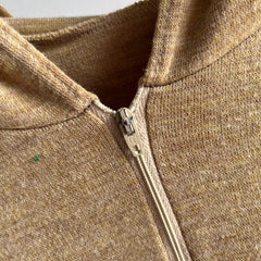 1970/80s European Fawn Colored 1/2 Zip Hoodie - Extremely Slouchy