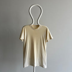 1970s Ecru Patina Blank White Beat Up T-SHirt - Above Average!