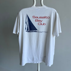 1980s Crazy Shirts Sausalito Bay Club Front and Back T-Shirt - Perfectly Tattered