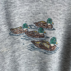 1980s Thinned Out and Well Worn DIY Mallard Sharpie (?) Sweatshirt