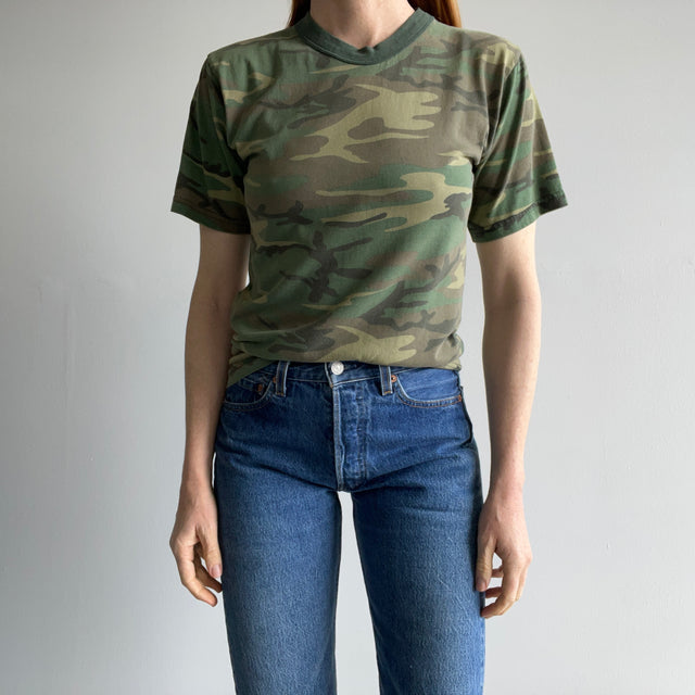 1980s Short Sleeve Rolled Neck Camo T-Shirt