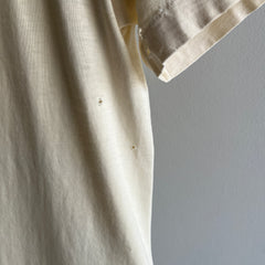 1970s Ecru Patina Blank White Beat Up T-SHirt - Above Average!