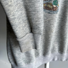 1980s Thinned Out and Well Worn DIY Mallard Sharpie (?) Sweatshirt