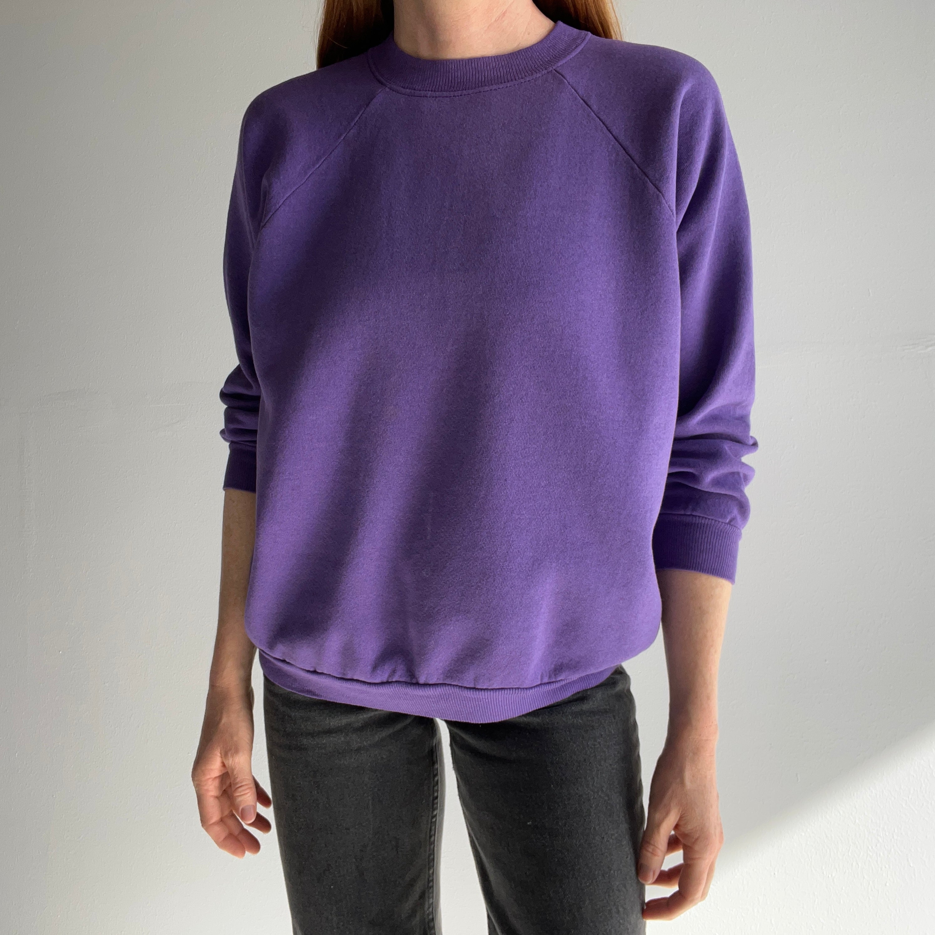Lands' End Serious Sweats women's small (6-8) purple raglan sleeve  sweatshirt