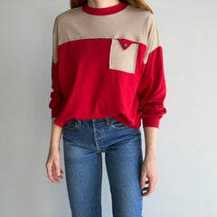 1980s Adorable Color Block Lightweight Sweatshirt/Long Sleeve T-Shirt by 