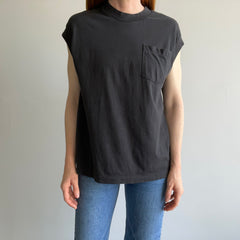 1980s Blank Black Muscle Tank Tank Top