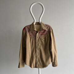 1970s Custom Made Corduroy and Cotton Cowboy Shirt