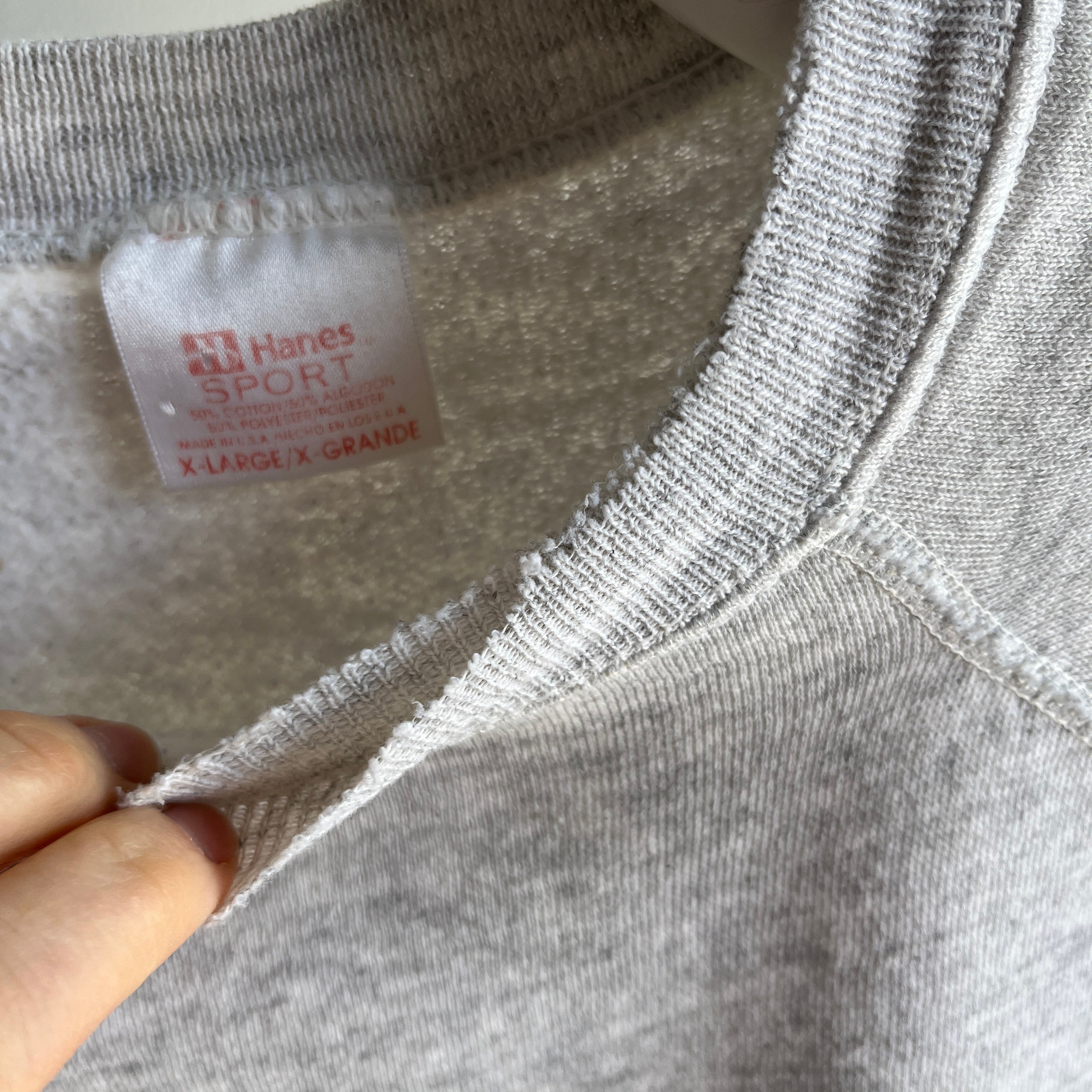 1980/90s Blank Light Gray Sweatshirt with Heavy Staining