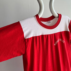 1970s Marymount College Extra Long Football Thin and Soft Slouchy T-Shirt by Champion Brand