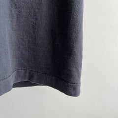 1980s Faded Blank Black Pocket T-Shirt with a Selvedge Pocket by FOTL