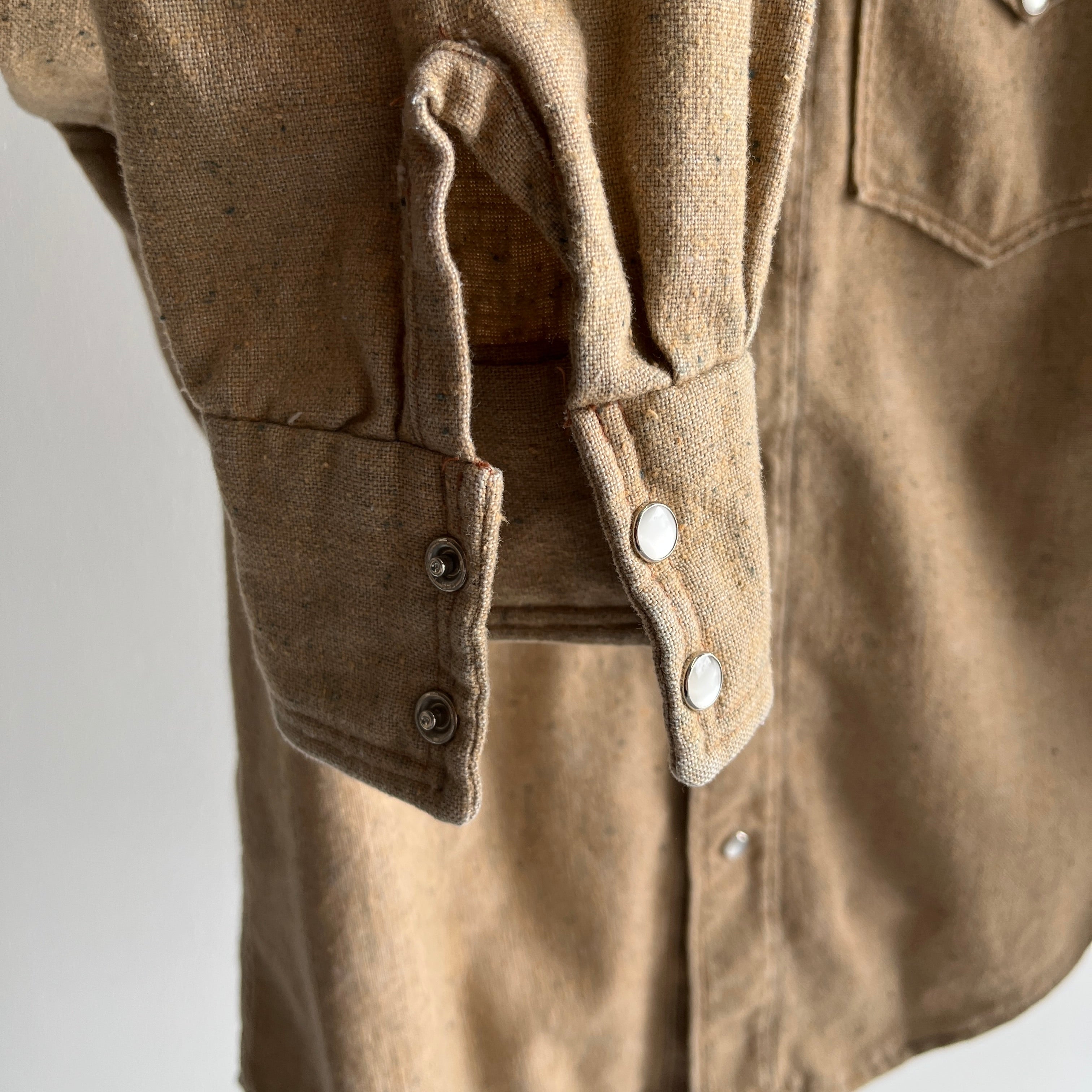 1970s Custom Made Corduroy and Cotton Cowboy Shirt