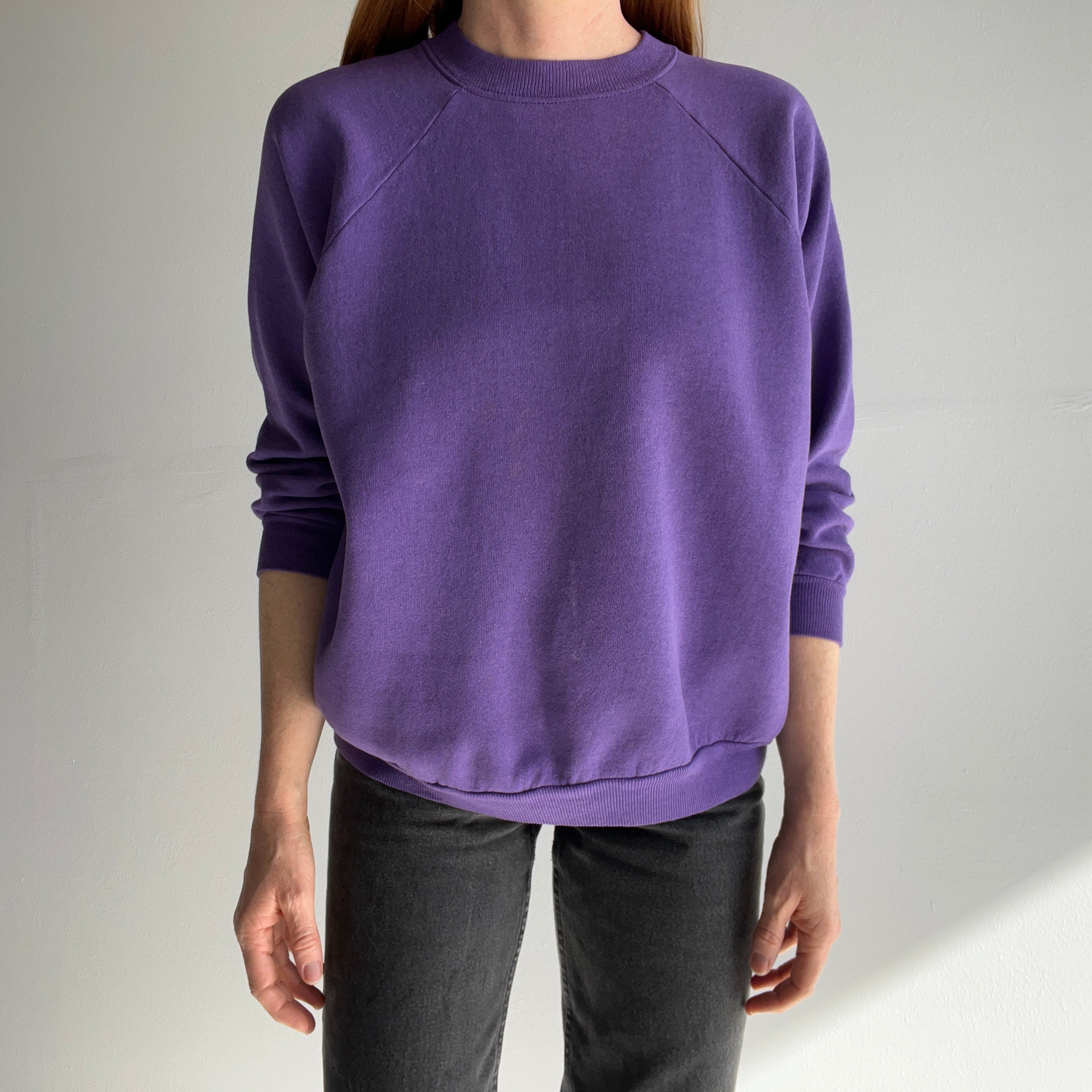 1990s Hanes Her Way Purple Raglan Sweatshirt