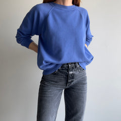 1980s Blank Cornflower Blue Tattered HHW Sweatshirt