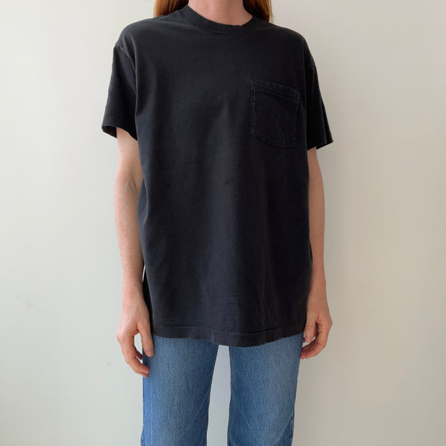 1980s Faded Blank Black FOTL Pocket T-Shirt