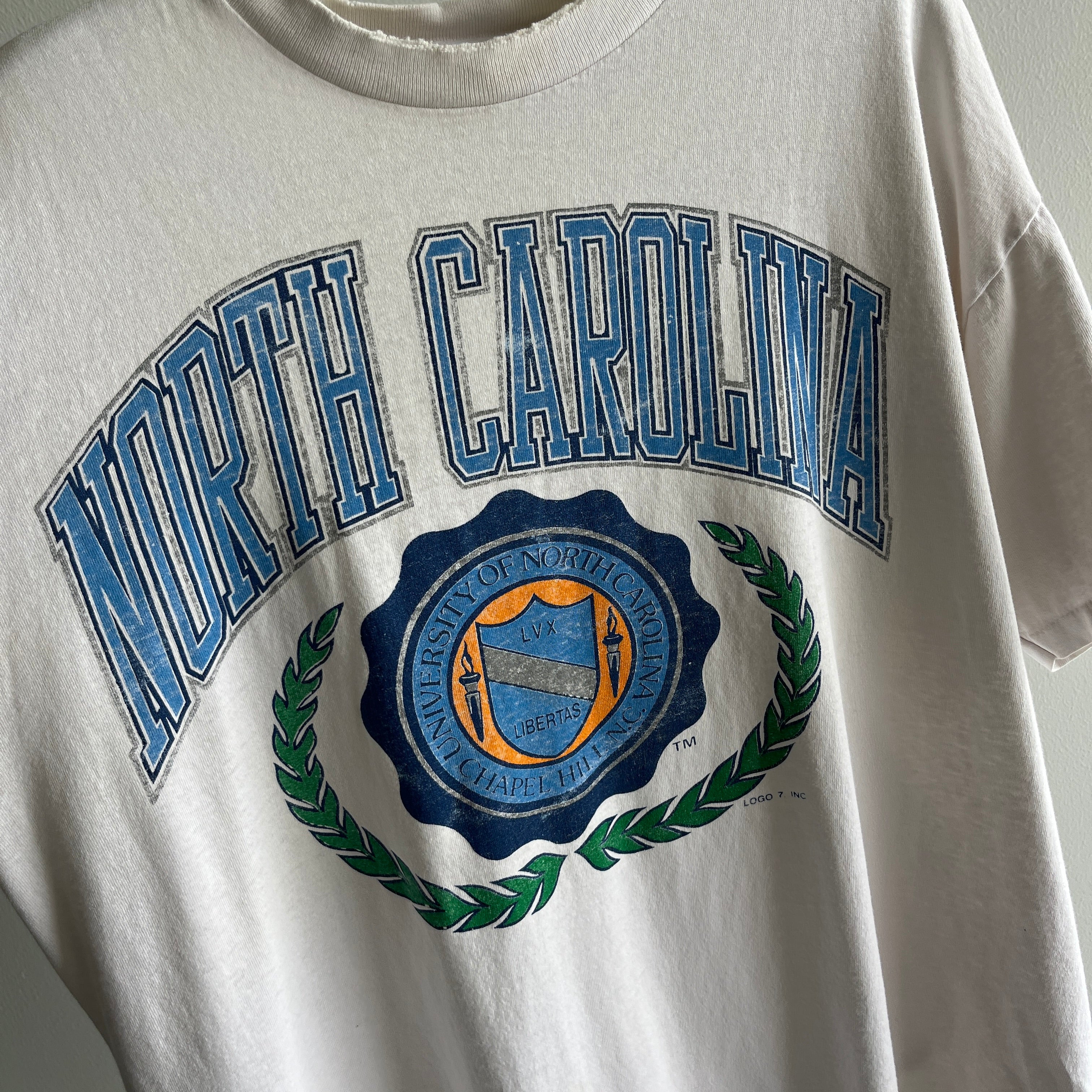 1980/90s Tattered, Torn, Worn, Washed with Dark Colors, North Carolina T-Shirt