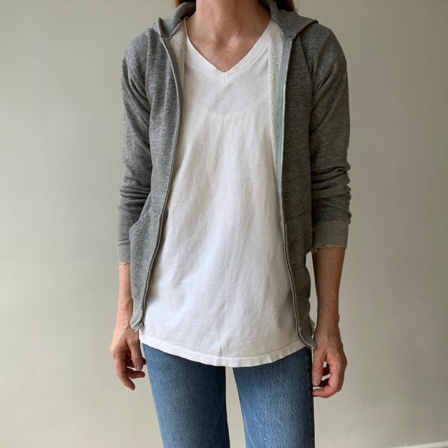 1970s Grey Zip Up Hoodie