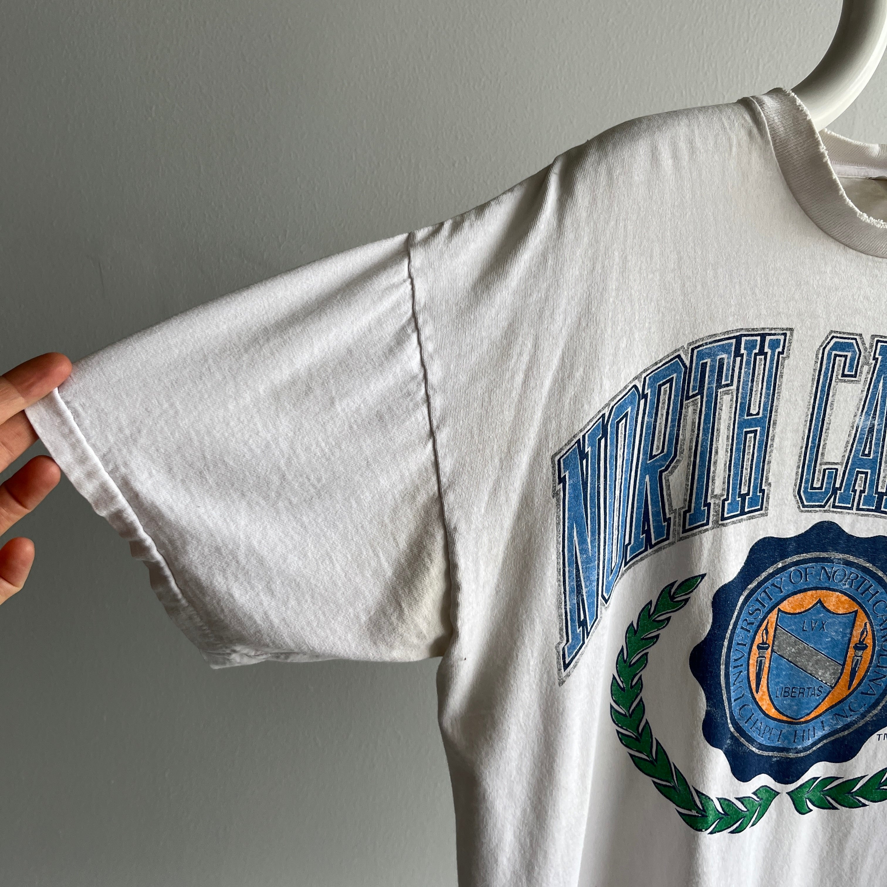 1980/90s Tattered, Torn, Worn, Washed with Dark Colors, North Carolina T-Shirt