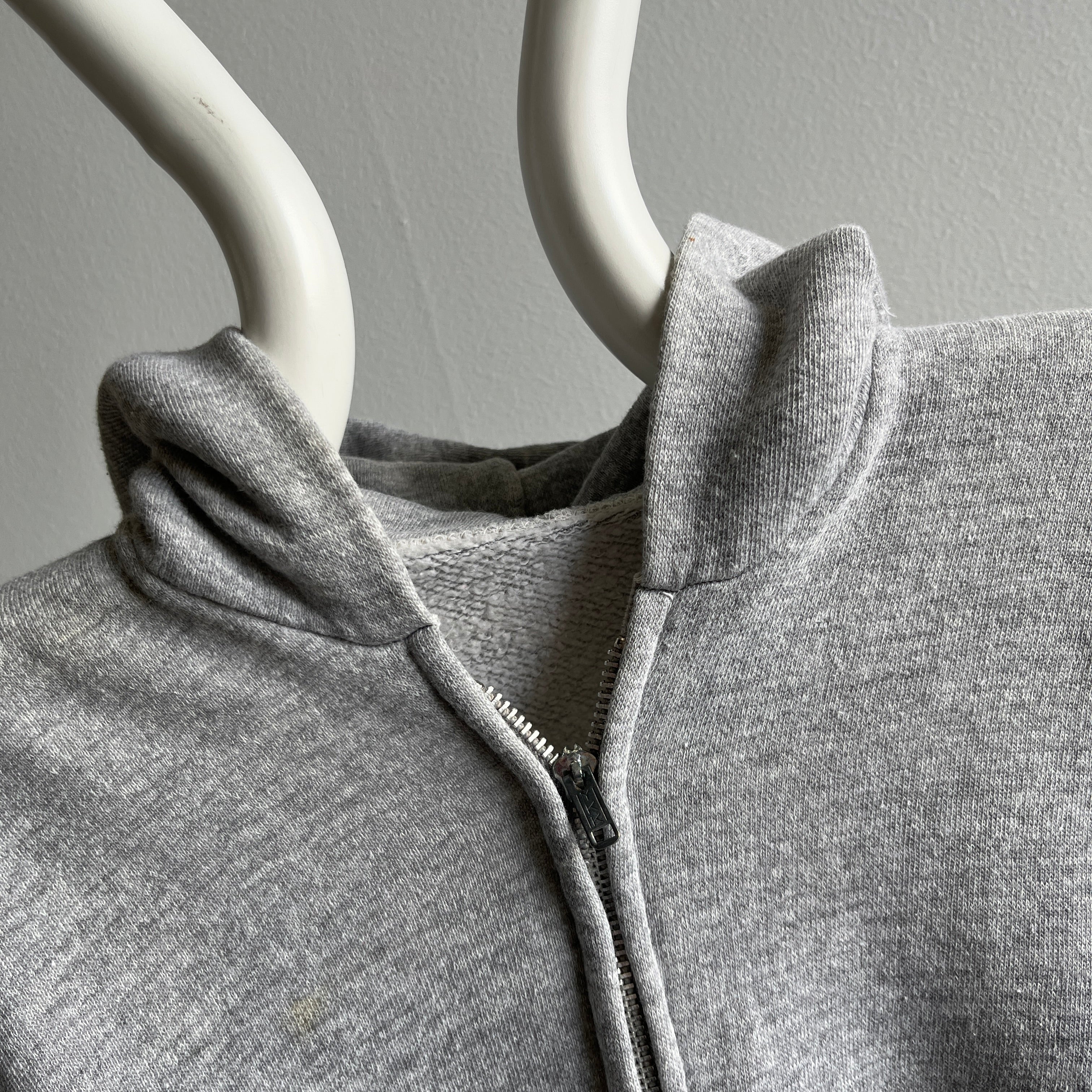 1970/80s Blank Gray Zip Up Hoodie - Luxury :)