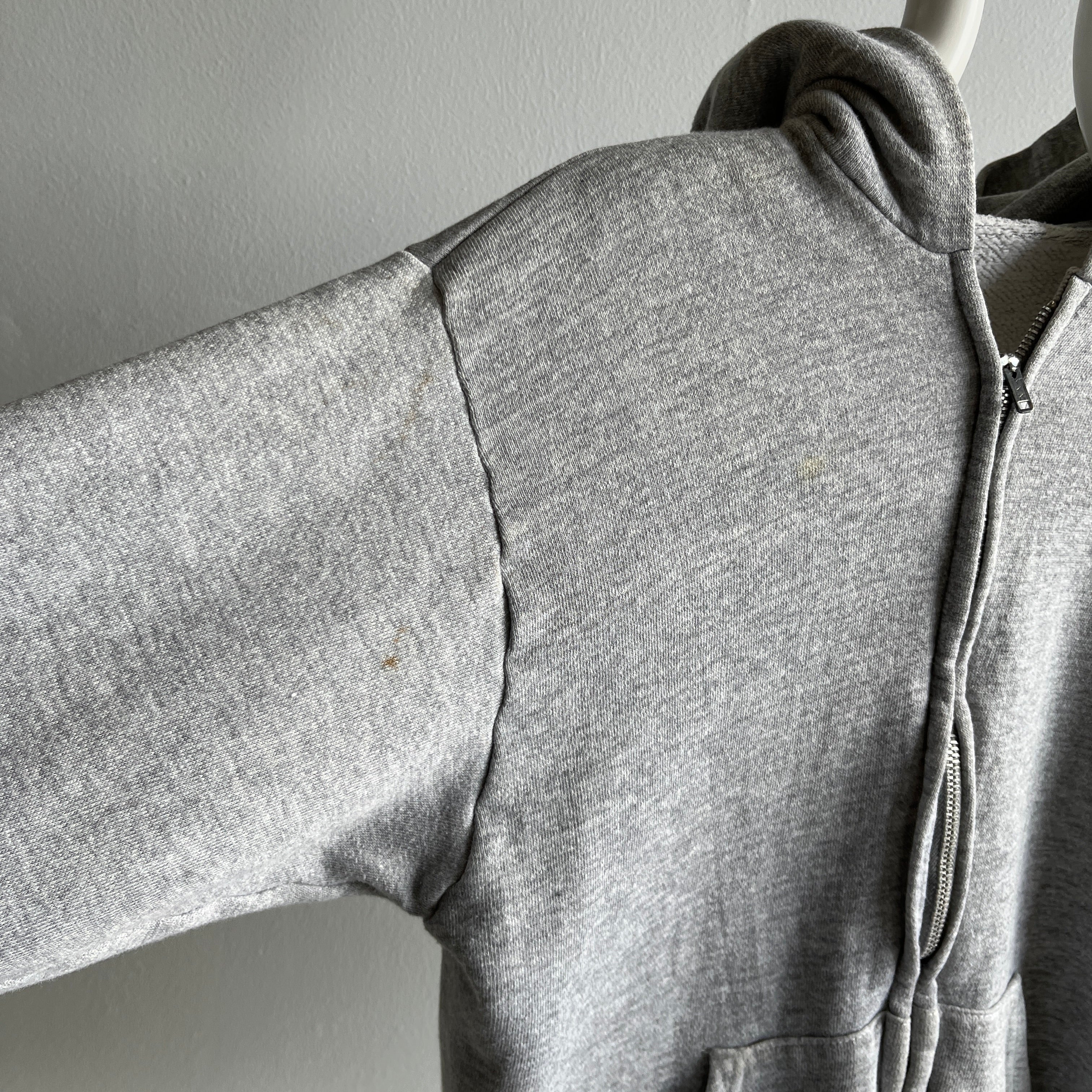 1970/80s Blank Gray Zip Up Hoodie - Luxury :)