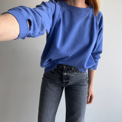 1980s Blank Cornflower Blue Tattered HHW Sweatshirt