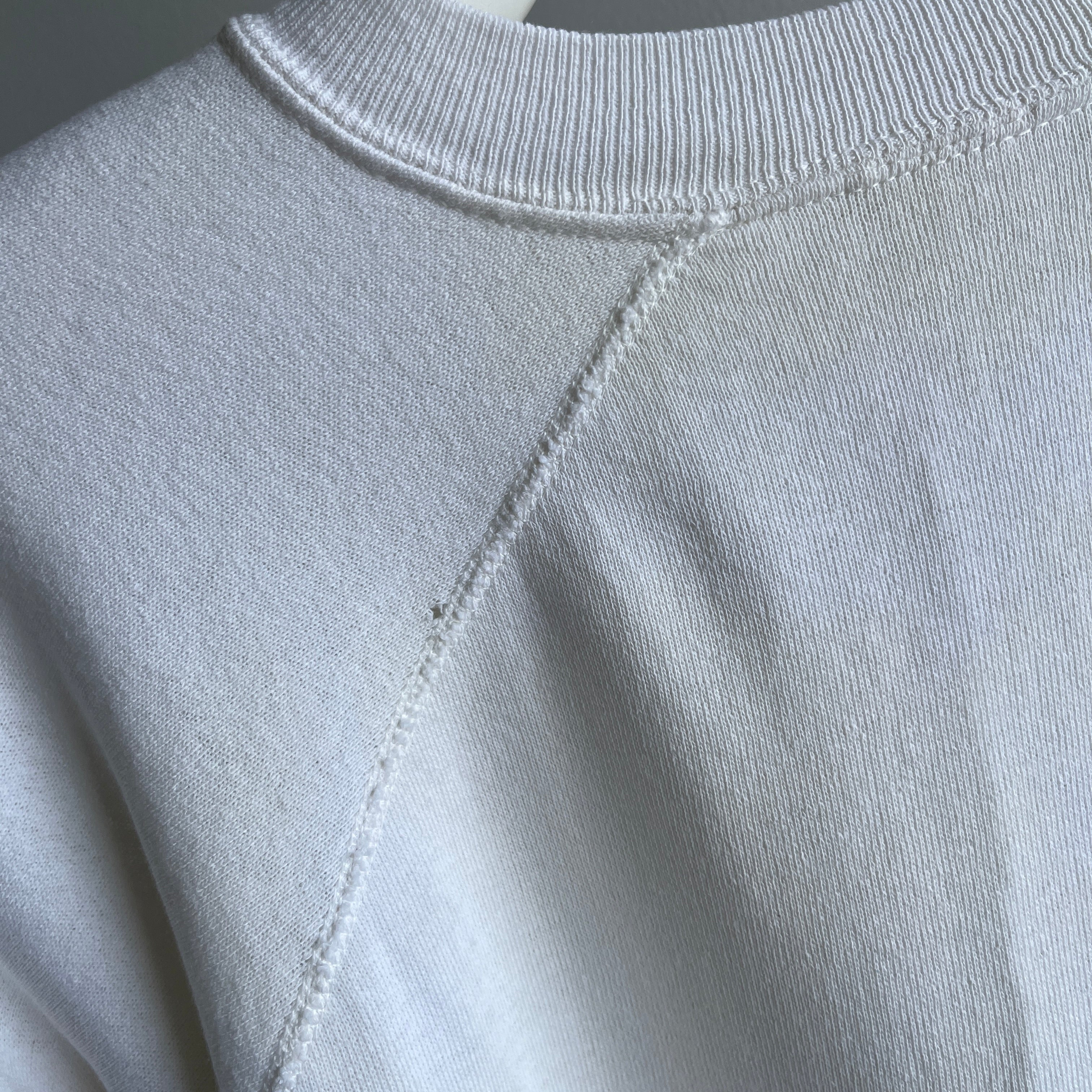 1980s Blank White Nicely Age Stained Raglan Sweatshirt