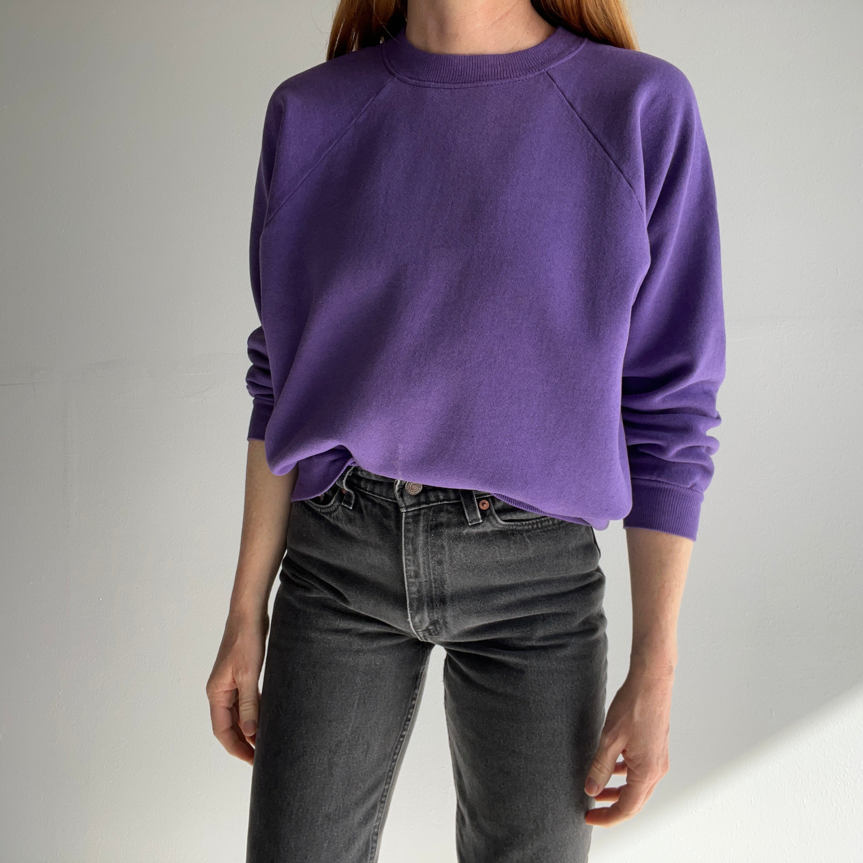 1990s Hanes Her Way Purple Raglan Sweatshirt Red Vintage Co