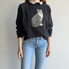 1980s F(el)ine Work of Art DIY Collar Sweatshirt with Ruffled Sleeves - OMFG