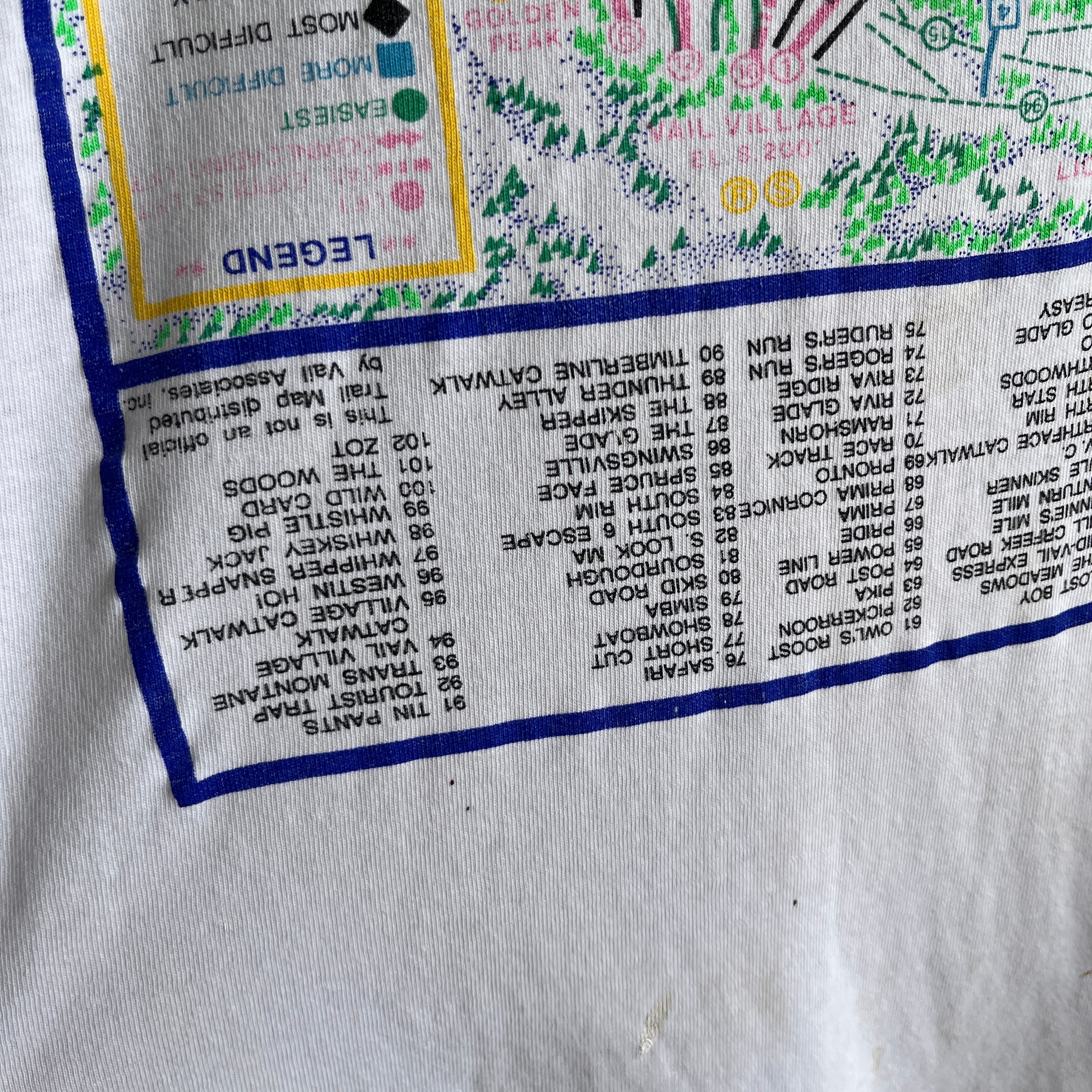 1990s Tattered, Torn, Worn, Stained, Epic Vail Cotton T-Shirt (Worth the Zoom)