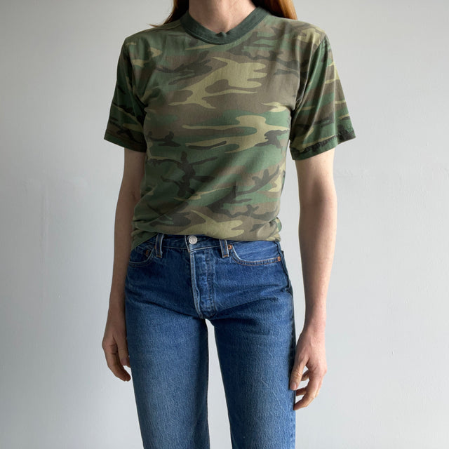 1980s Short Sleeve Rolled Neck Camo T-Shirt