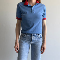 1980s Super Cool Bleach Stained Red and Blue Polo Shirt - !!!!