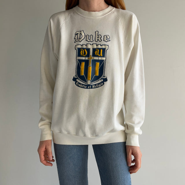 1970/80s Duke University Blue Devils Front and Back "Ecru" Sweatshirt