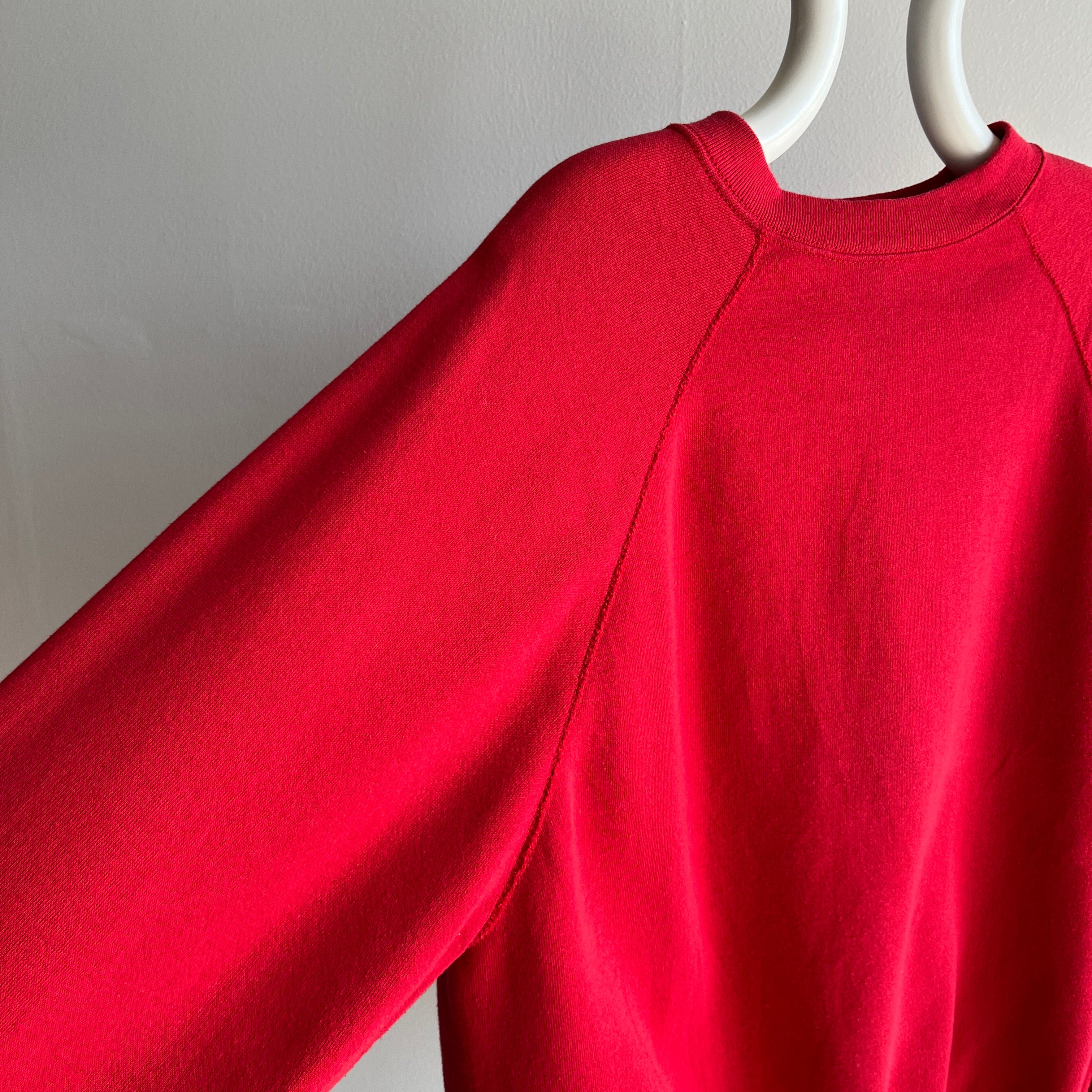 1980s Larger Red Raglan with Roomie Arms and Cuffs - Great Hang