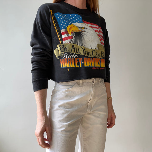 1991 DIY Cropped Harley Eagle Sweatshirt - !!!