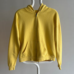 1980s Grass Fed Butter Yellow Soft Zip Up Hoodie - What a Gem!