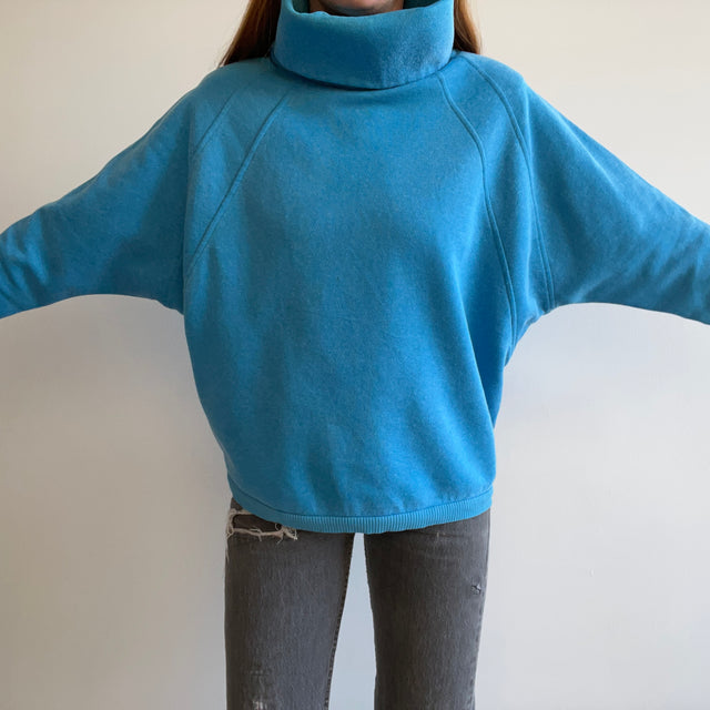 1980s Mega Turtleneck Dolman Sleeve Shoulder Padded Sweatshirt - WOWZA