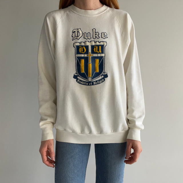 1970/80s Duke University Blue Devils Front and Back "Ecru" Sweatshirt