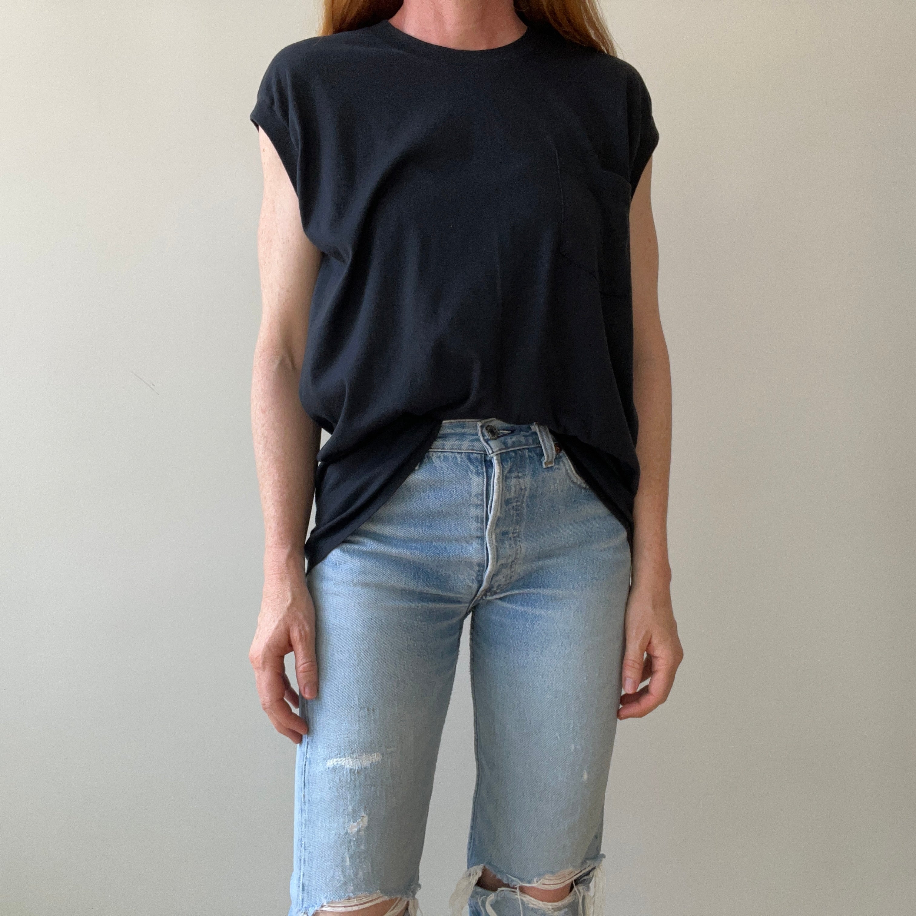 1990s Black Pocket Muscle T-Shirt