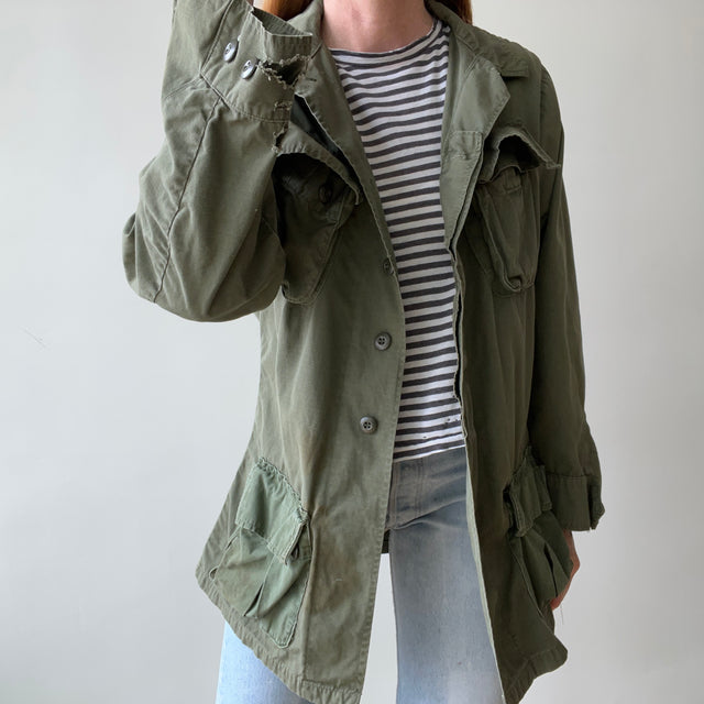 1968 Vietnam Jungle Jacket with Hand Stitched Replaced Bottom Pockets - One Of A Kind
