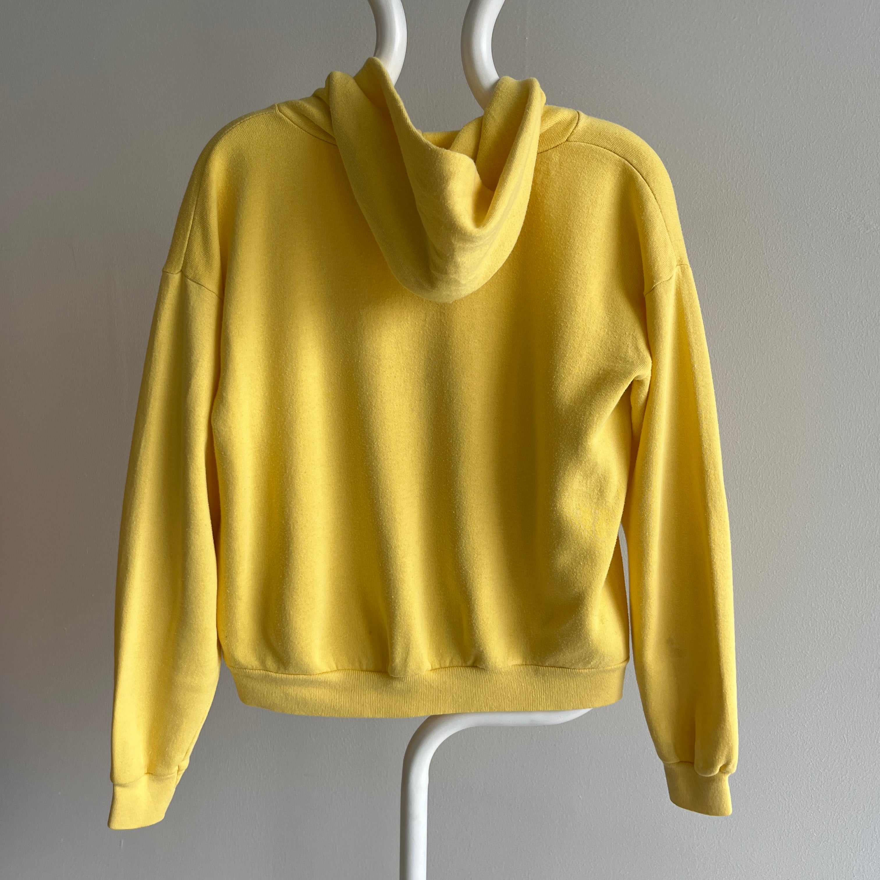 1980s Grass Fed Butter Yellow Soft Zip Up Hoodie - What a Gem!